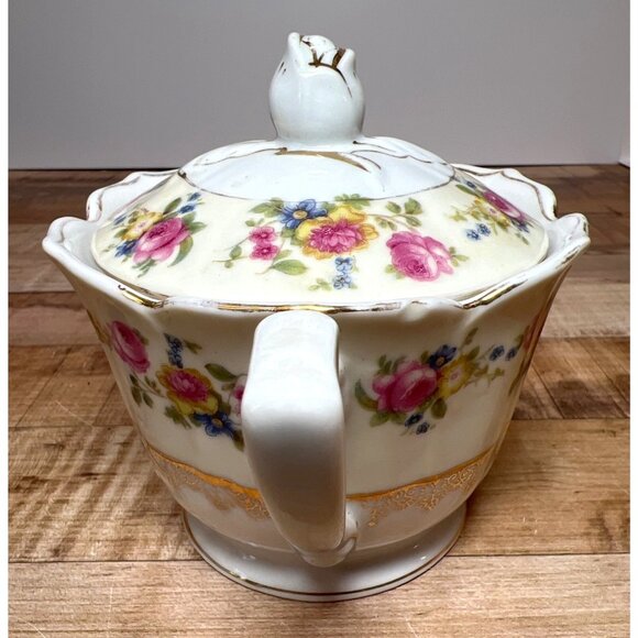 Vintage Gold Castle Sugar Bowl & Creamer Hostess Pattern #2B - Picture 2 of 5